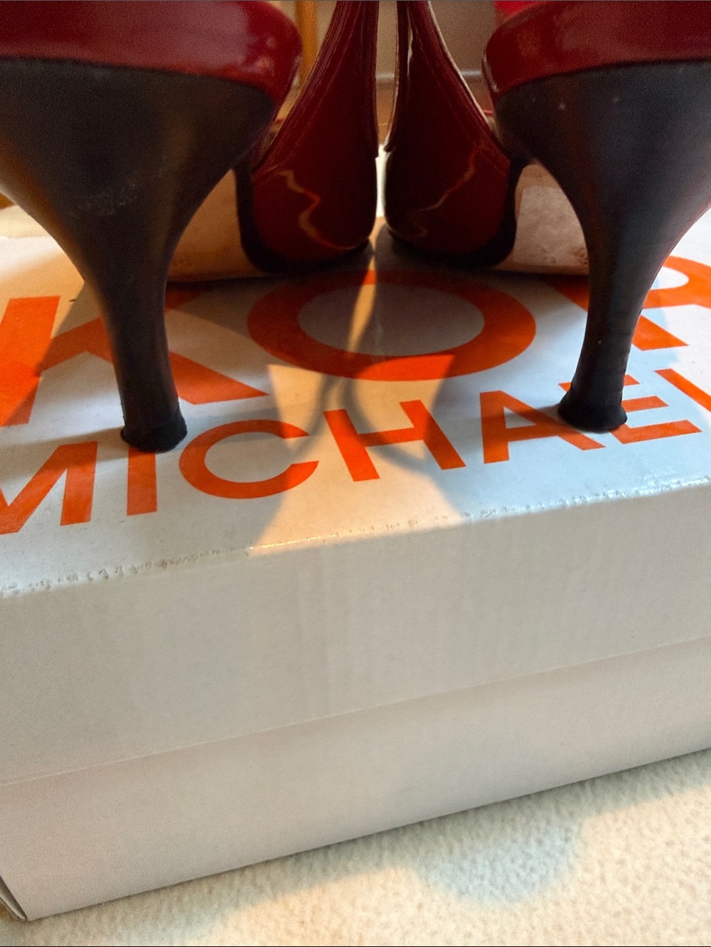 Michael Kors Red Patent Leather Pointed Slingback Heels - Picture 4 of 5